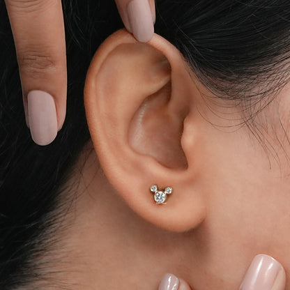 Round Diamond Micky Mouse Stud Earrings