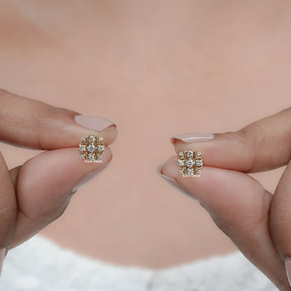 Round Cut Lab Diamond Cluster Earrings