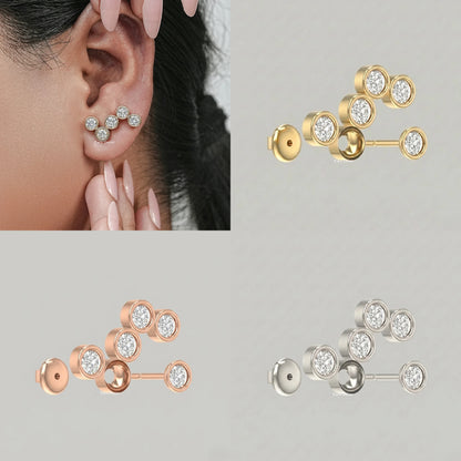 Round Cut Zig Zag Diamond Stud Earring
