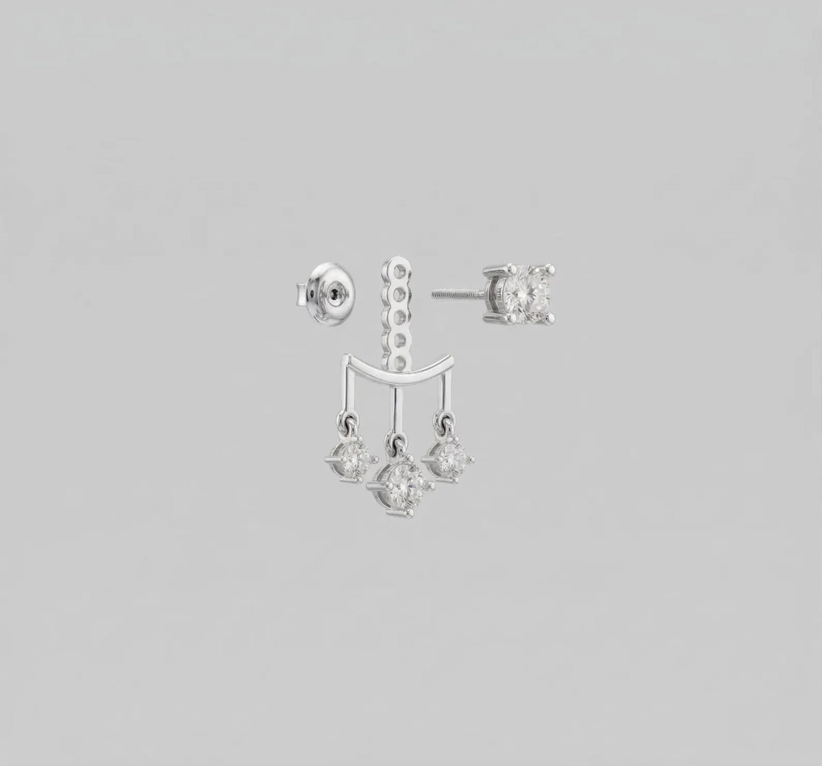 Round Lab Diamond Ear Jacket Earring