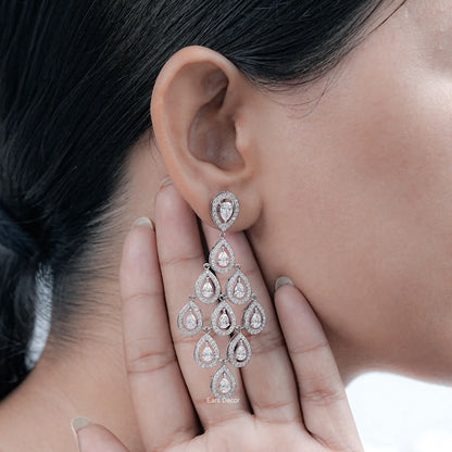 Pear Cut Lab Diamond Chandelier Drop Earrings