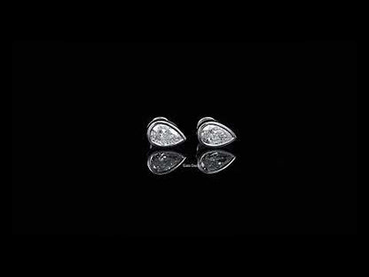 Brilliant Pear Cut Bezel Set CVD Diamond Stud Earrings