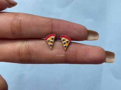 Pizza Slice Gemstone Stud Earrings