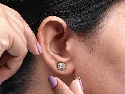 Brilliant Cut Round Lab Diamond Halo Stud Earrings