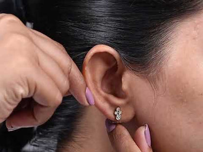Round Shape Lab Diamond Minimalist Stud Earrings