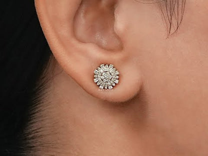 Earth-Mined Round Diamond Dainty Cluster Stud Earrings