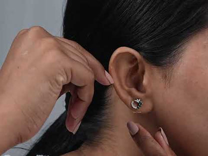 Green Gemstone Spiral Stud Earrings