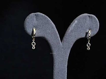 Sapphire Round Gemstone Dangle Huggie Earrings