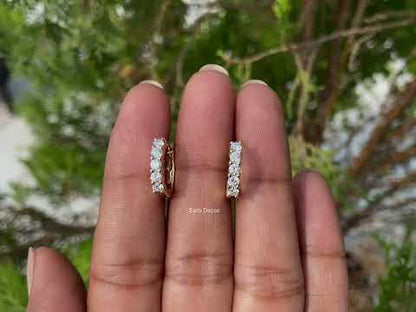 Five Stone Round Natural Diamond Hoop Earring
