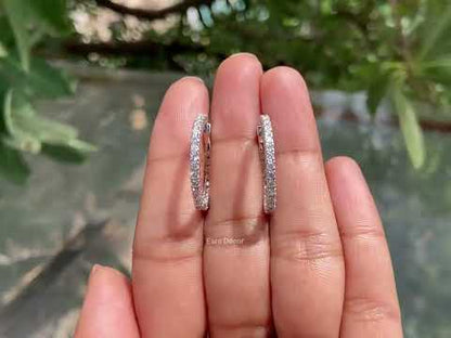 Brilliant Round Cut Natural Diamond Hoop Earrings